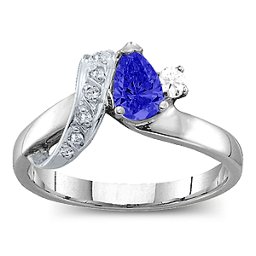 Pear Ribbon Ring with Gemstones
