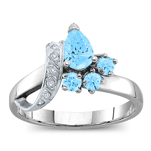 Pear Ribbon Ring with Gemstones