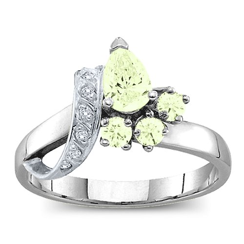 Pear Ribbon Ring with Gemstones