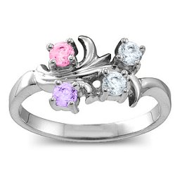 "Nouveau" Flame 2-6 Gemstones Ring