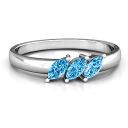 Grand Marquise Trio Ring in 925 Sterling Silver with Blue Topaz