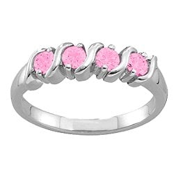 2-6 Gemstones S-Curve Ring