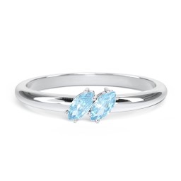2 Stone Marquise Ring in 925 Sterling Silver