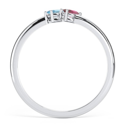2 Stone Marquise Ring – Sterling Silver with Blue Topaz and Ruby