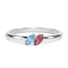 2 Stone Marquise Ring – Sterling Silver with Alexandrite