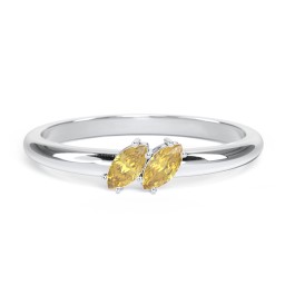 2 Stone Marquise Ring in 925 Sterling Silver with Citrine