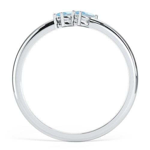 2 Stone Marquise Ring – Sterling Silver with Blue Topaz