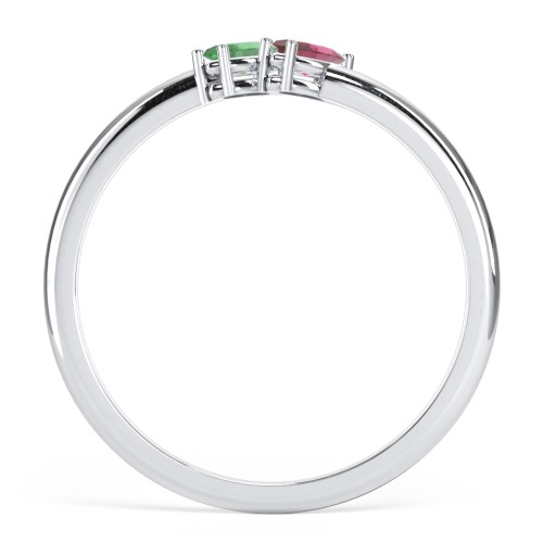 2 Stone Marquise Ring – Sterling Silver with Emerald and Ruby