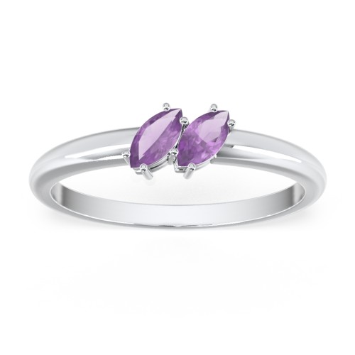 2 Stone Marquise Ring – Sterling Silver with Amethyst