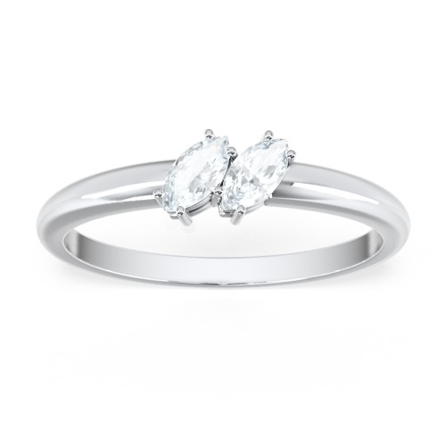 2 Stone Marquise Ring – Sterling Silver with Aquamarine