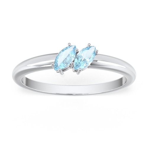 2 Stone Marquise Ring – Sterling Silver with Blue Topaz