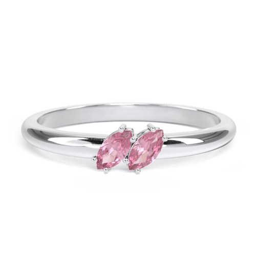 2 Stone Marquise Ring – Sterling Silver with Pink Tourmaline