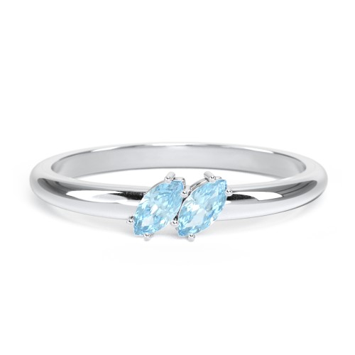2 Stone Marquise Ring – Sterling Silver with Blue Topaz