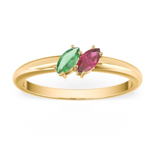 2 Stone Marquise Ring – 10K Yellow Gold with Emerald and Ruby