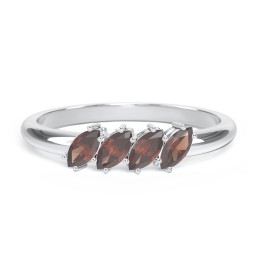 4 Stone Marquise Ring in 925 Sterling Silver with Garnet