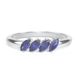 4 Stone Marquise Ring in 925 Sterling Silver with Blue Sapphire