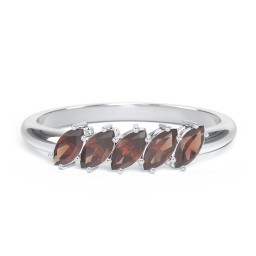 5 Stone Marquise Ring in 925 Sterling Silver with Garnet