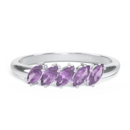 5 Stone Marquise Ring in 925 Sterling Silver