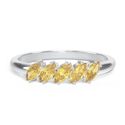 5 Stone Marquise Ring in 925 Sterling Silver with Citrine