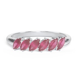 6 Stone Marquise Ring in 925 Sterling Silver with Ruby
