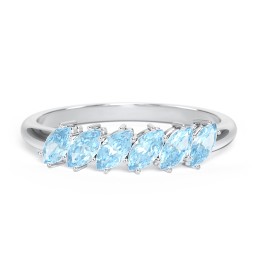 6 Stone Marquise Ring in 925 Sterling Silver with Blue Topaz