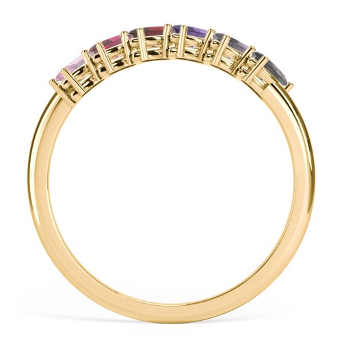 6 Stone Marquise Ring – 10K Yellow Gold with Pink Tourmaline, Ruby, Garnet, Amethyst, Alexandrite, and Smokey Quartz