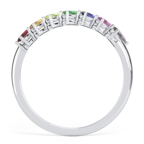 7 Stone Marquise Ring – Sterling Silver with Garnet, Citrine, Peridot, Emerald, Blue Sapphire, Amethyst, and Alexandrite