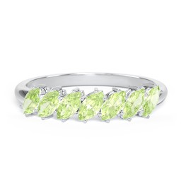 7 Stone Marquise Ring in 925 Sterling Silver with Peridot
