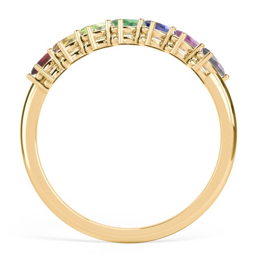 7 Stone Marquise Ring – 10K Yellow Gold with Garnet, Citrine, Peridot, Emerald, Blue Sapphire, Amethyst, and Alexandrite
