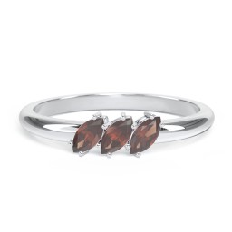 Petit Marquise Trio Ring in 925 Sterling Silver with Garnet