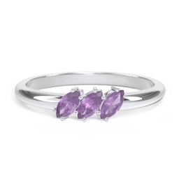 Petit Marquise Trio Ring in 925 Sterling Silver with Amethyst