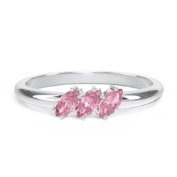 Petit Marquise Trio Ring in 925 Sterling Silver with Pink Tourmaline