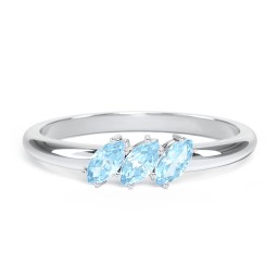 Petit Marquise Trio Ring in 925 Sterling Silver with Blue Topaz