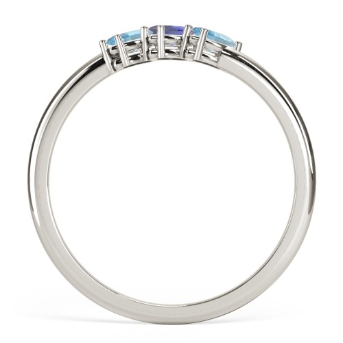 Petit Marquise Trio Ring – 10K White Gold with Blue Topaz and Blue Sapphire
