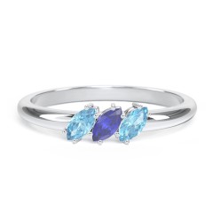 Petit Marquise Trio Ring – Sterling Silver with Blue Topaz and Blue Sapphire