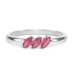 Petit Marquise Trio Ring in 925 Sterling Silver with Ruby