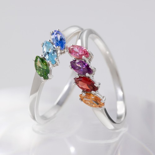 Petit Marquise Trio Ring – Sterling Silver with Blue Topaz and Blue Sapphire