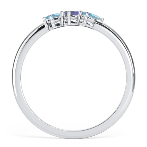Petit Marquise Trio Ring – Sterling Silver with Blue Topaz and Blue Sapphire