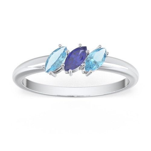 Petit Marquise Trio Ring – Sterling Silver with Blue Topaz and Blue Sapphire
