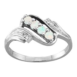 Diagonal Gemstone Ring with Accents