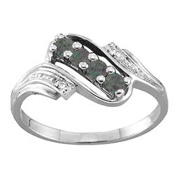 Diagonal Gemstone Ring with Accents