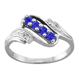 Diagonal Gemstone Ring with Accents