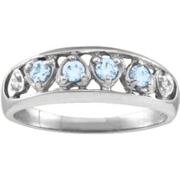 "Lyric" Embedded Hearts Ring with 2-6 stones