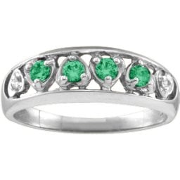 "Lyric" Embedded Hearts Ring with 2-6 stones