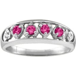 "Lyric" Embedded Hearts Ring with 2-6 stones