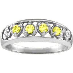 "Lyric" Embedded Hearts Ring with 2-6 stones