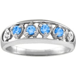 "Lyric" Embedded Hearts Ring with 2-6 stones