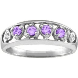 "Lyric" Embedded Hearts Ring with 2-6 stones