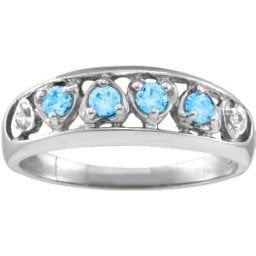 "Lyric" Embedded Hearts Ring with 2-6 stones