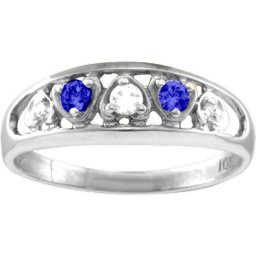 "Lyric" Embedded Hearts Ring with 2-6 stones